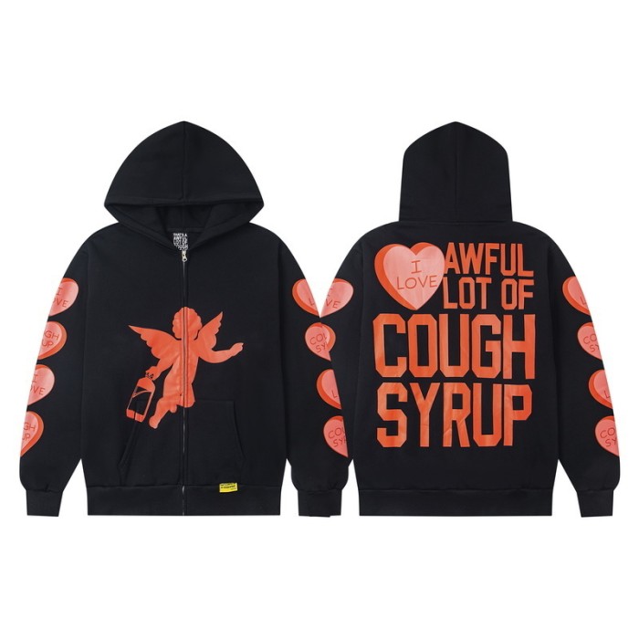 Love Cupid Print Zipper Hoodie 29035412