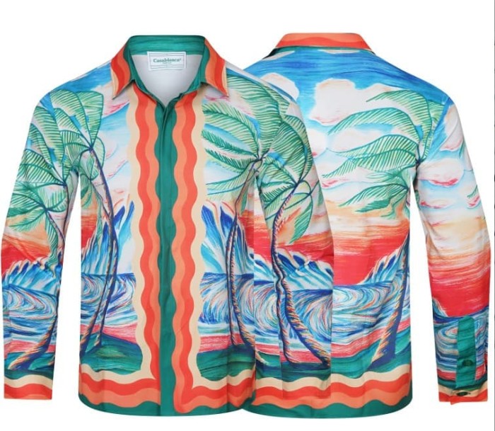 Bright Pattern Resort Style Printed Long Sleeve Shirt 55 colors 29105585