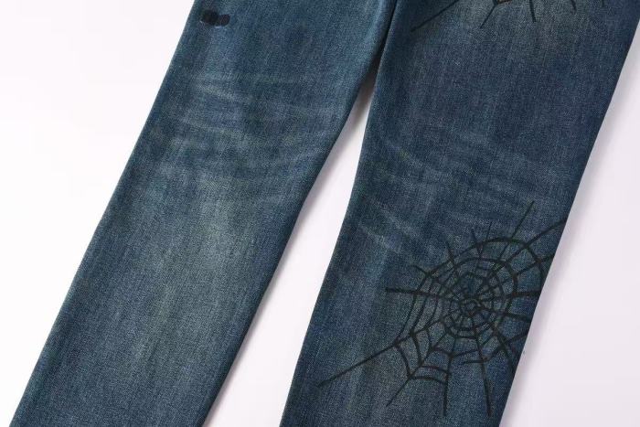 1:1 quality version Dark Spider Web Graffiti Vintage Ripped Jeans 29080456