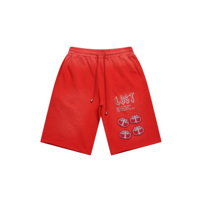 Gothic Letter & Cross Embroidery Casual Sweat Shorts 3 colors 29064425