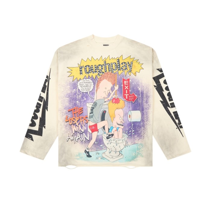 Y2K Retro Streetwear with 90s Beavis and Butt-Head Cartoon Print Long Sleeve T-Shirt 2 colors 29069108
