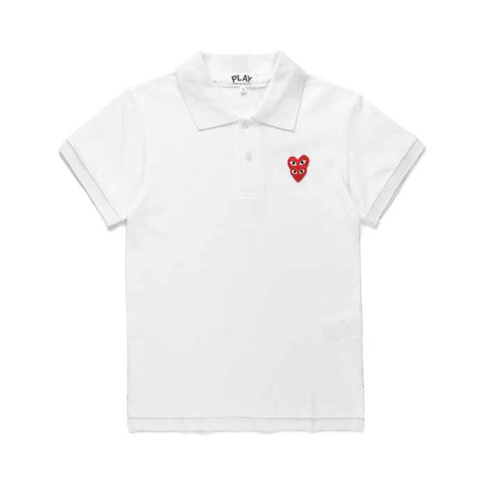 Overlapping hearts embroidered polo shirt 3 colors