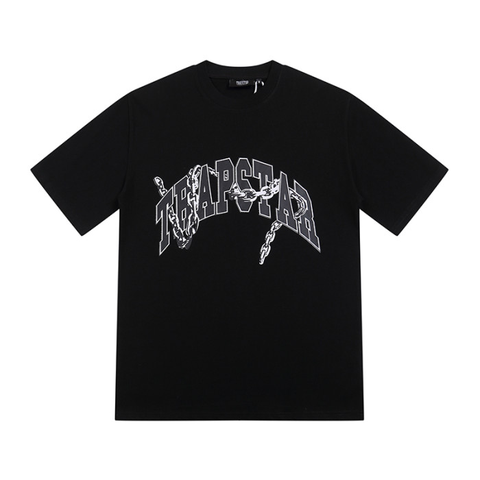 Streetwear Tee with Arch Logo & Silver Chain Print Crew Neck T-Shirt 2 colors 29077364