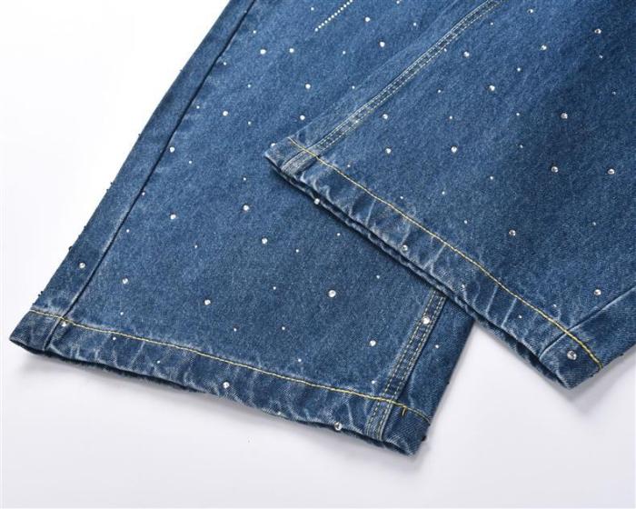 Galaxy Waterfall Rhinestone Wide Leg Jeans 2 colors 29064390