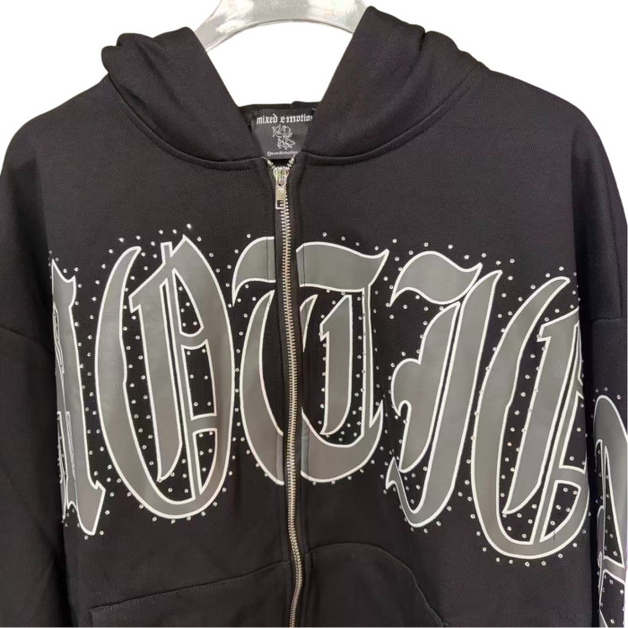 Signature rhinestone Zipper Hoodie 2 colors 28599037