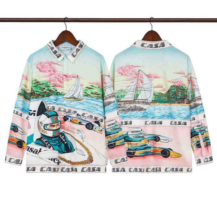Oil Painting Texture Resort Style Printed Long Sleeve Shirt 41 colors 29105584
