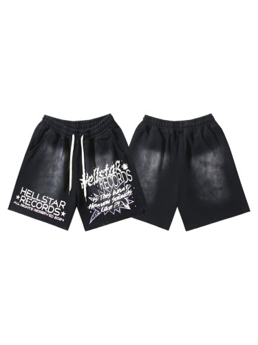 Spray Dye Gradient Slogan Print Washed Shorts 29043462