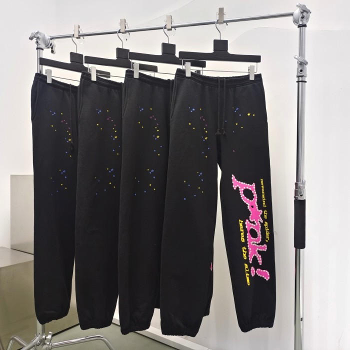 1:1 quality version Pink Letter Star Spider Web Hoodie & Pants Set