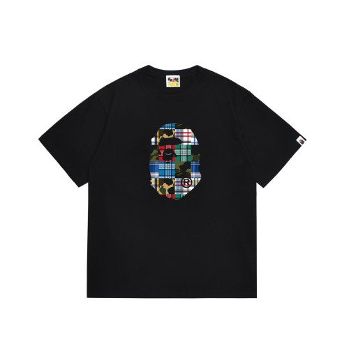 Ape Head Multi-Color Plaid Patchwork Graphic T-shirt 2 colors 29060430