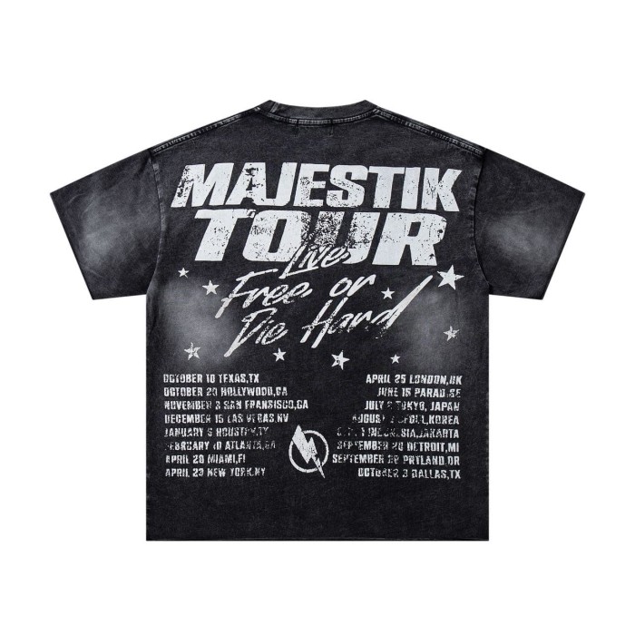 City Night View Graffiti Art Rhinestone Print Washed Tee 29060728