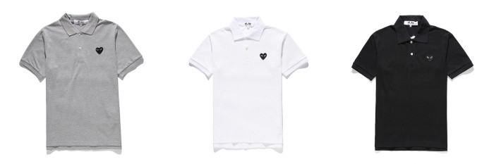 Classic black heart embroidered polo shirt 3 colors