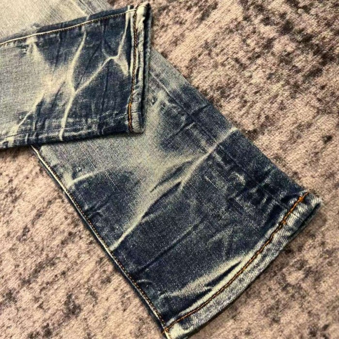 1:1 quality version Light Blue Washed Black Striped Ripped Jeans 29091968