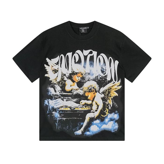 Cloud Piano Angel Rhinestone Print Washed Tee 29105652