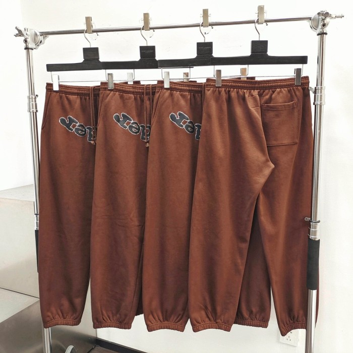 [Big & Tall for weights up to 220 lbs]1:1 quality version Rhinestone Black Letter V2 Brown Hoodie & Pants Set 28893165