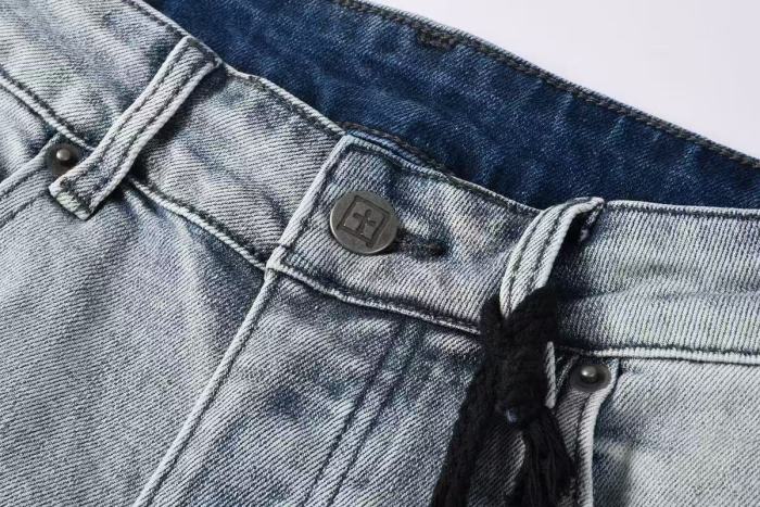 1:1 quality version Grey Logo Print Torn Ripped Jeans 29080459