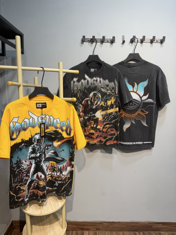 Yellow space-themed printed T-shirt 29033405