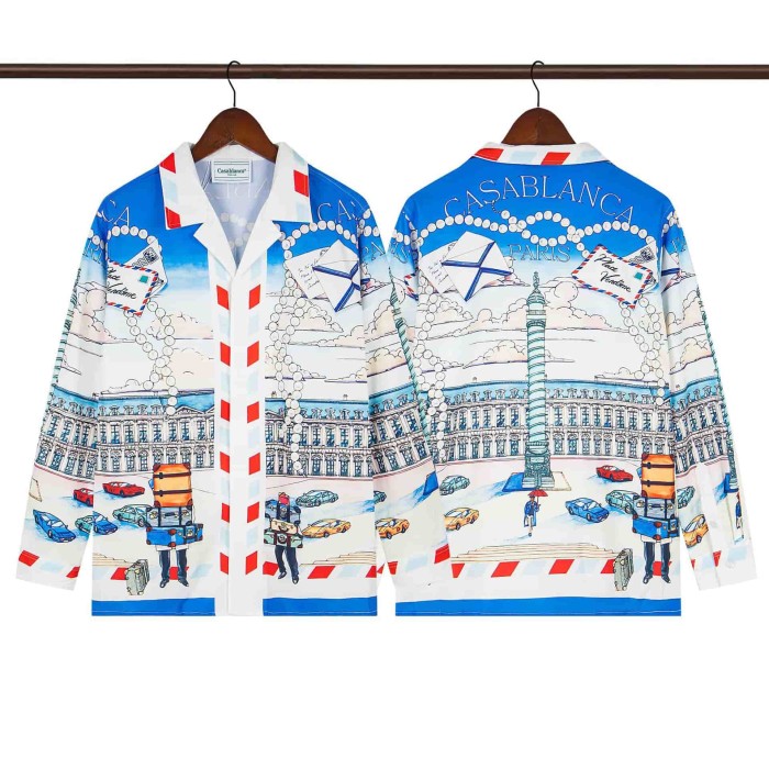 Oil Painting Texture Resort Style Printed Long Sleeve Shirt 41 colors 29105584