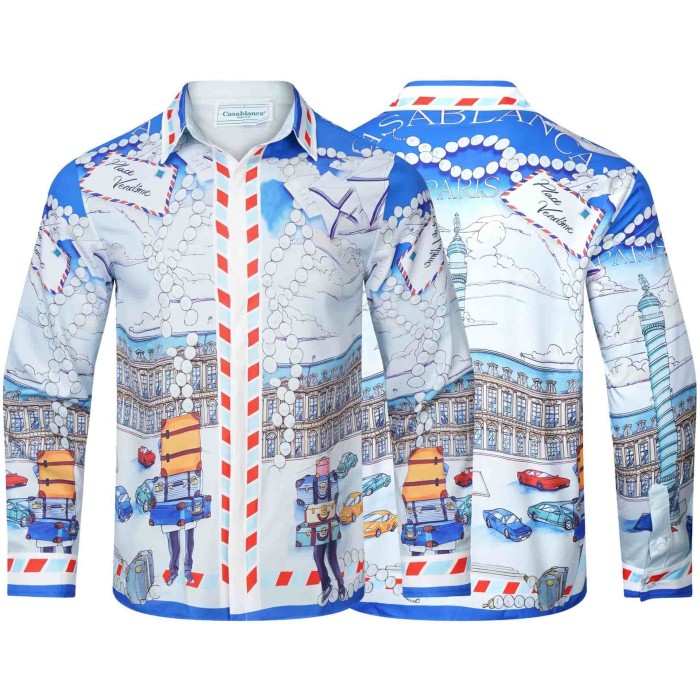 Bright Pattern Resort Style Printed Long Sleeve Shirt 55 colors 29105585