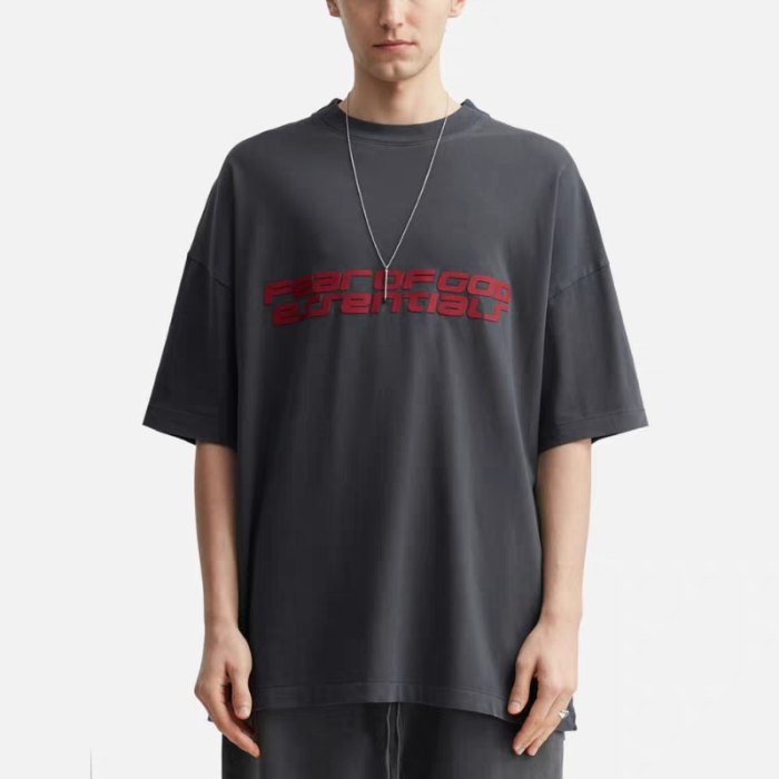 1:1 quality version Washed vintage-style futuristic double-line font logo pure cotton casual T-shirt 3 colors 29060627