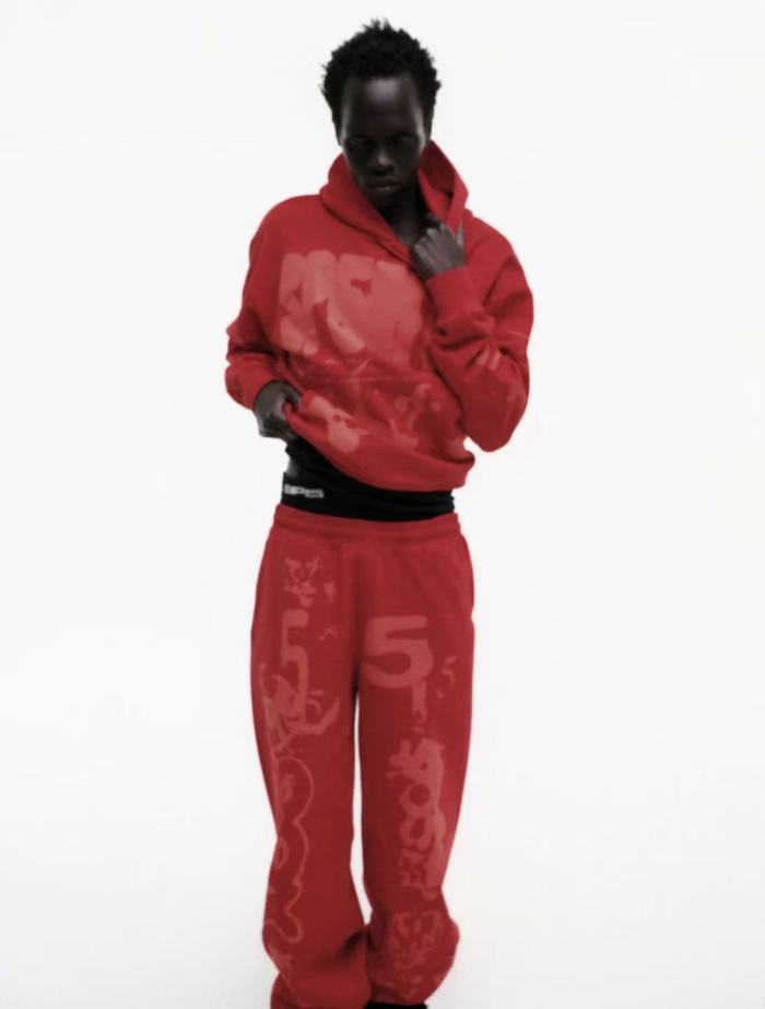 1:1 quality version Ray Doodle Print Hoodie & Pants Set 2 colors 28656046