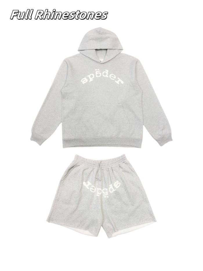 [Big & Tall for weights up to 220 lbs]1:1 quality version 28363720 Full Rhinestone Hoodie & Shorts Set
