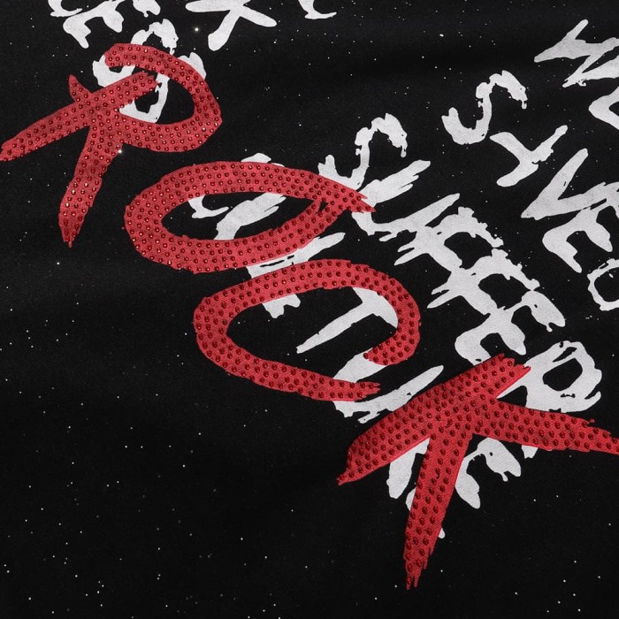 Vintage Rhinestone French Terry Print Washed Tee 6 colors 28929697