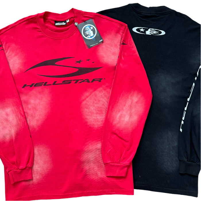 28382284 Logo Print Washed Version Long Sleeve T-Shirt 2 colors