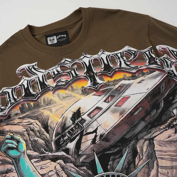 Statue of Liberty UFO Ruins Print Washed Tee 2 colors 29098151