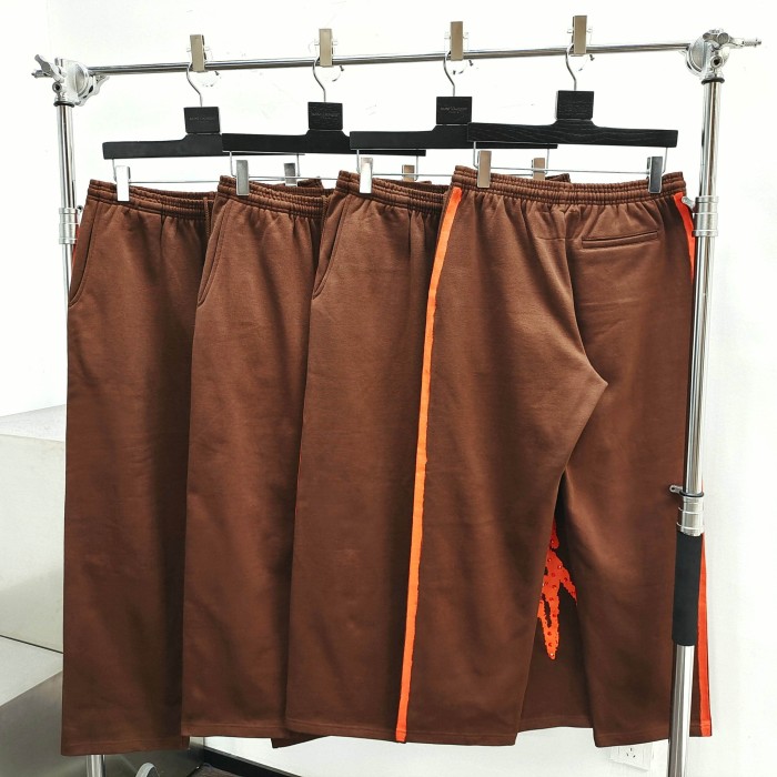 [Big & Tall for weights up to 220 lbs]1:1 quality version Orange Brush Rhinestone Brown Hoodie & Pants Set 28893164