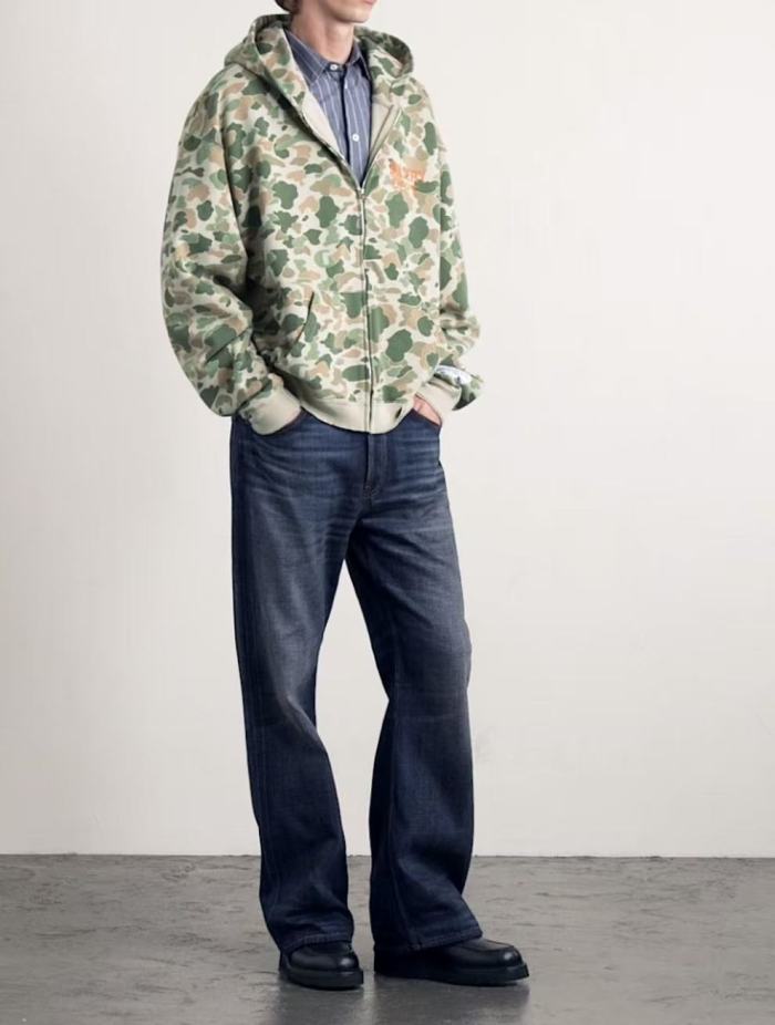 [Big & Tall for weights up to 260 lbs]1:1 quality version Leaf Camouflage Zipper Hoodie & Pants Set 28893167