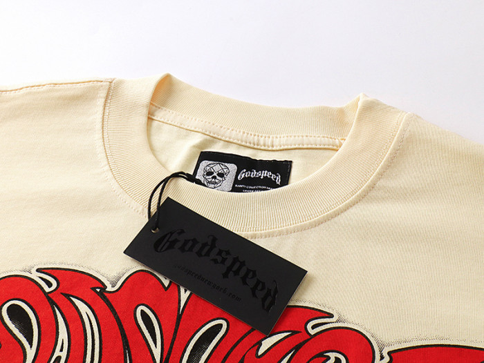 Desert Highway Skeleton Sun Eyes Beige Short-sleeved T-shirt 29046911