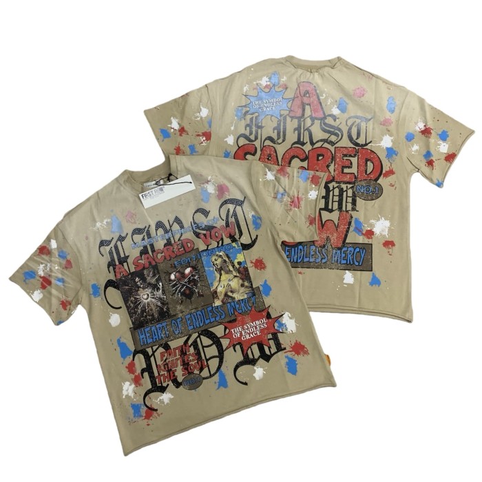 Sanskrit Rhinestone Letter Print Washed Version Tee 28747716
