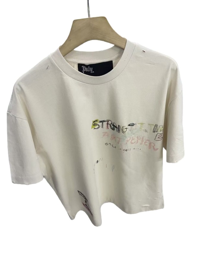 Vintage Hand-painted Graffiti Print Tee 28756447