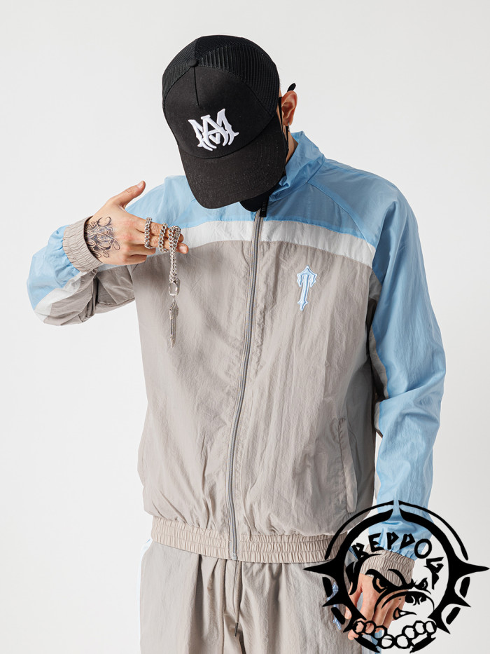 [buy more save more]1:1 quality version Blue and Gray Patchwork Embroidered Jacket Set 22855201