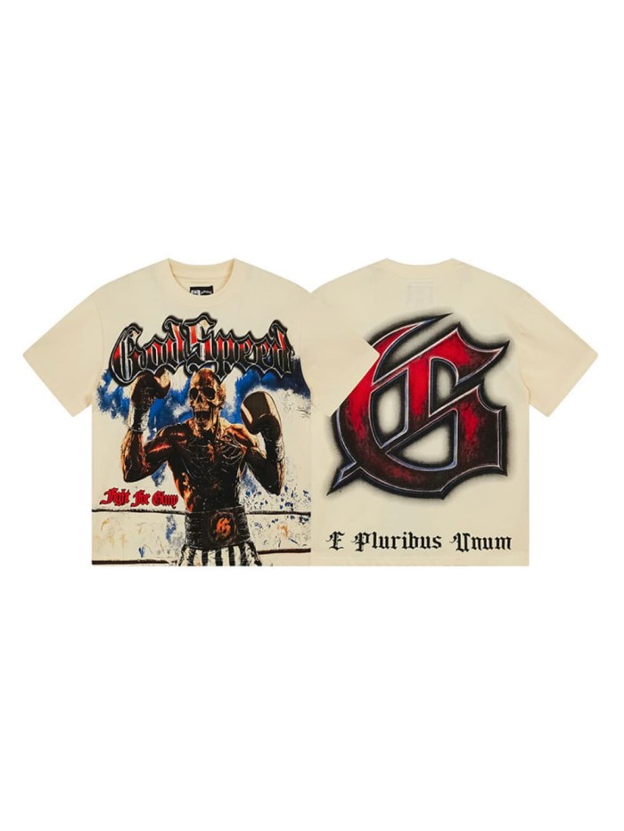 Boxing skeleton G logo beige short-sleeved T-shirt 29046921
