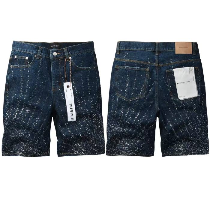 1:1 quality version Starry Sky Rhinestone Deep Blue Denim Five-Inch Pants 29032782