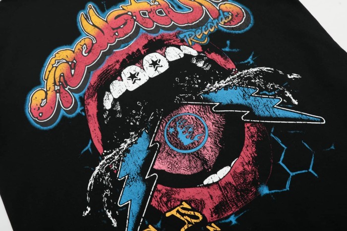 Lightning Rock Lips Print Washed Tee 29092387