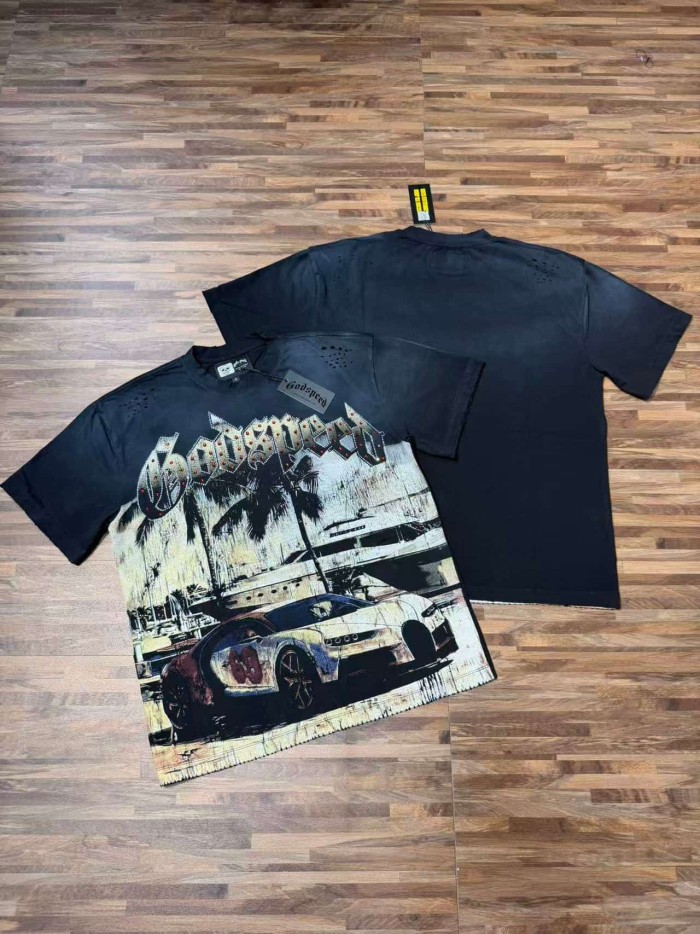 Miami Supercar Yacht Rhinestone Print Washed Tee 2 colors 29106670