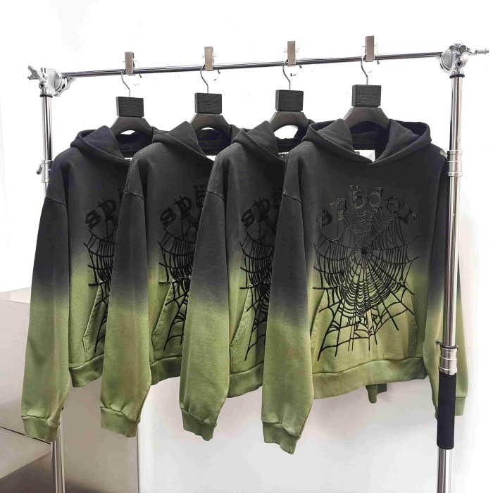 [Big & Tall for weights up to 220 lbs]1:1 quality version Black Green Dip Dye Print Hoodie & Pants Set 29033216