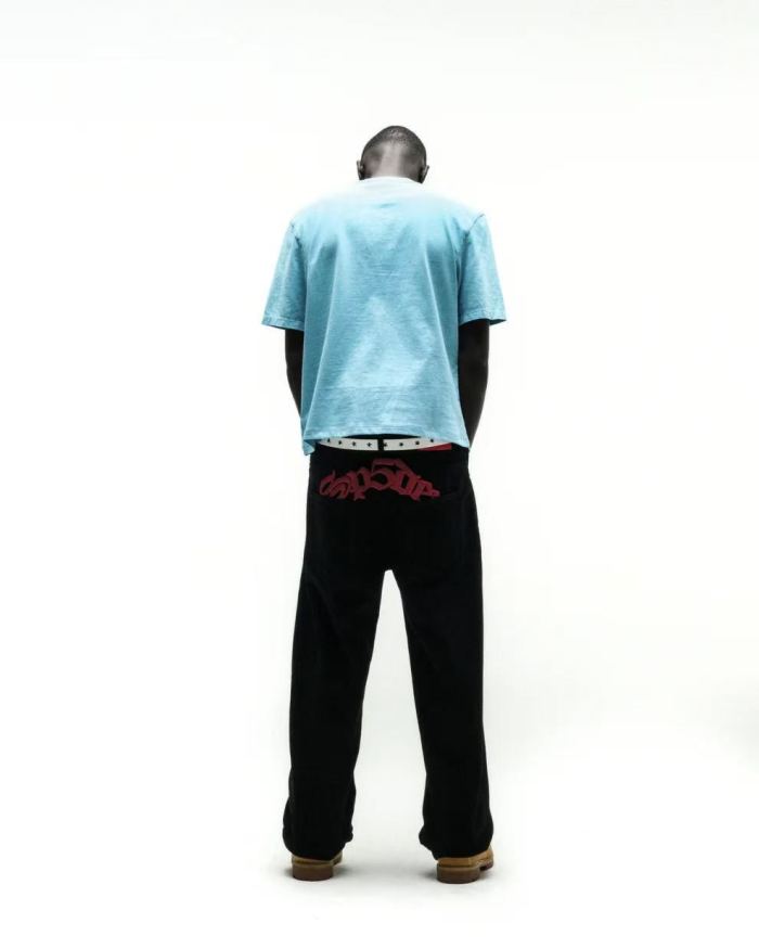 [Big & Tall for weights up to 220 lbs]1:1 quality version Large Pentagram Rhinestone Light Blue Print Tee 29045593