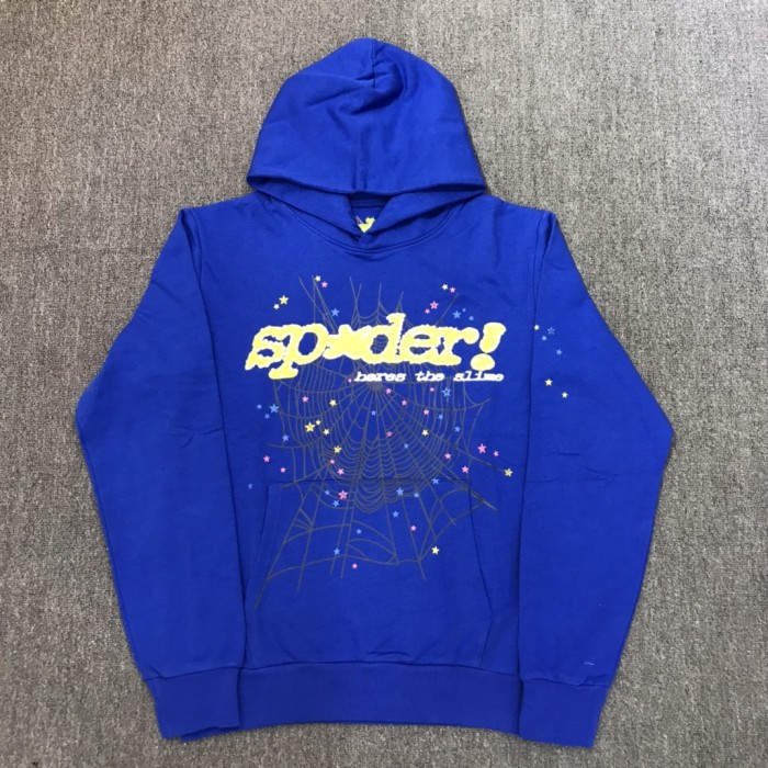 Yellow Letter Star Spiderweb Print Hoodie