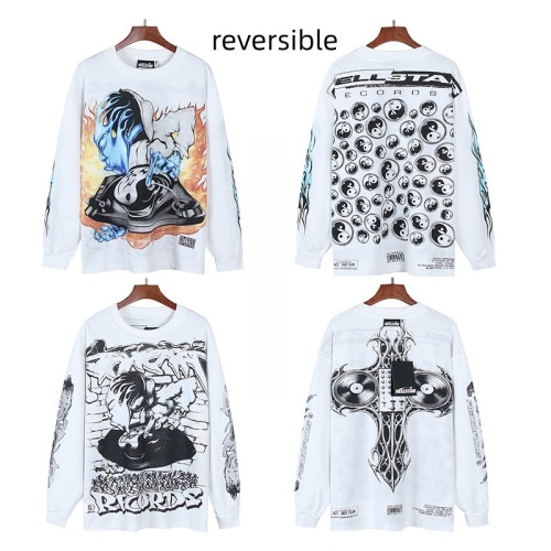 Tai Chi Symbol Print Reversible Long Sleeve T-Shirt 28596847