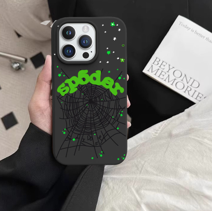 Spider Web Alphabet Large-Hole Frosted Phone Case 9 colors