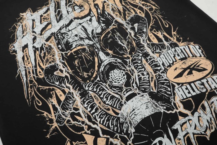 Lightning Gas Mask Print Washed Tee 29092385