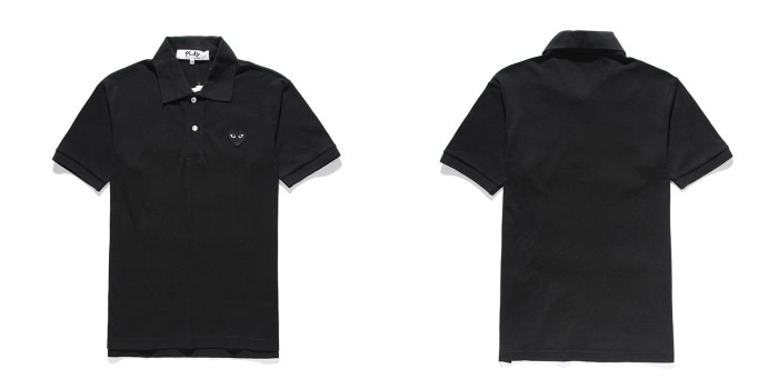 Classic black heart embroidered polo shirt 3 colors