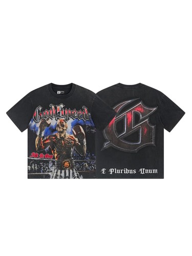Boxing skeleton G black short-sleeved T-shirt with vintage effect 29046920