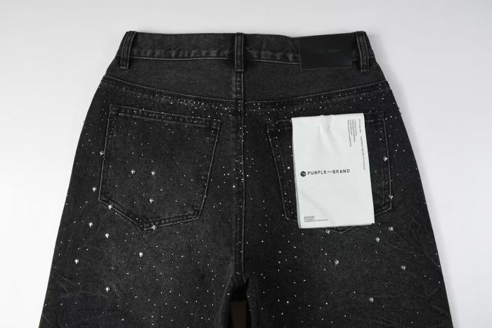 1:1 quality version Full Black Rhinestone Denim Shorts 28972582
