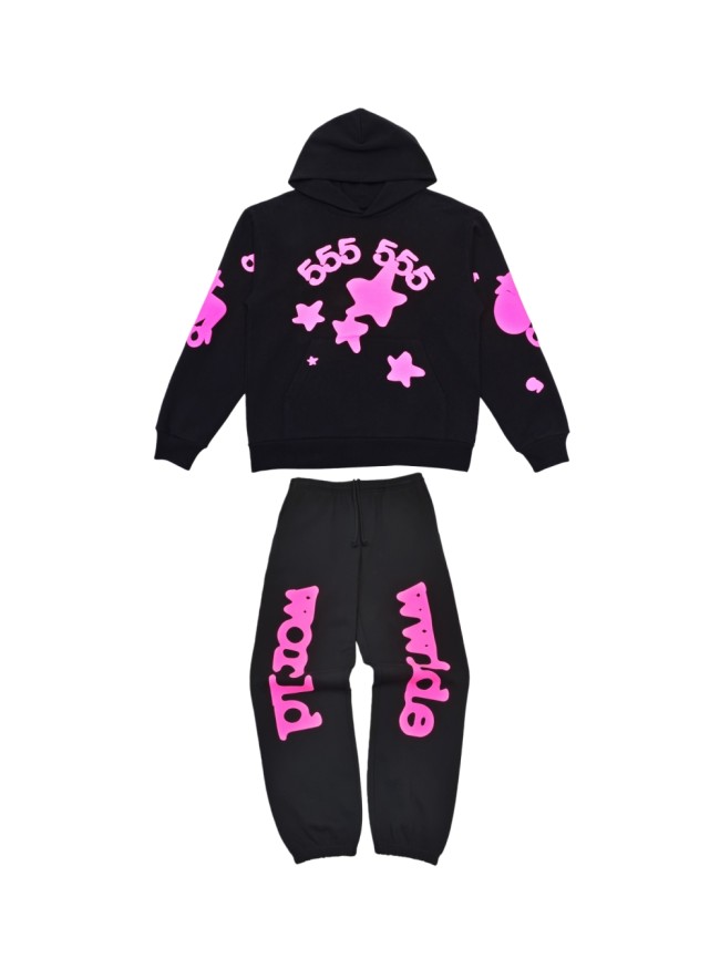 1:1 quality version Rose Pink 555 Printed Hoodie & Pants Set 28747517