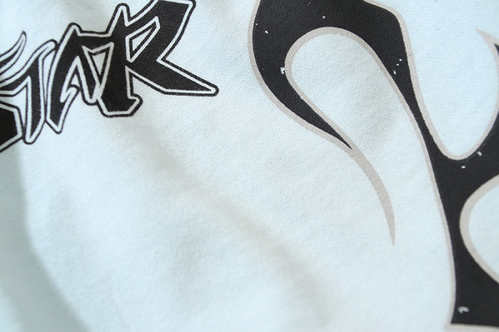 Black Flame Letter Logo Print Washed Shorts 29043470