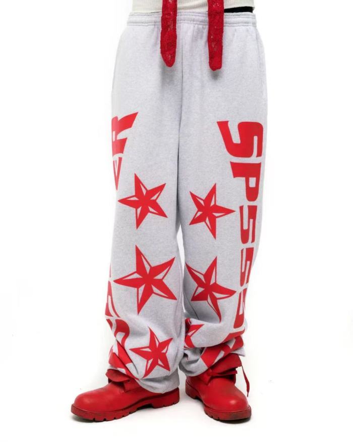 [Big & Tall for weights up to 220 lbs]1:1 quality version Red Letter Print Zipper Hoodie & Pants Set 28692870